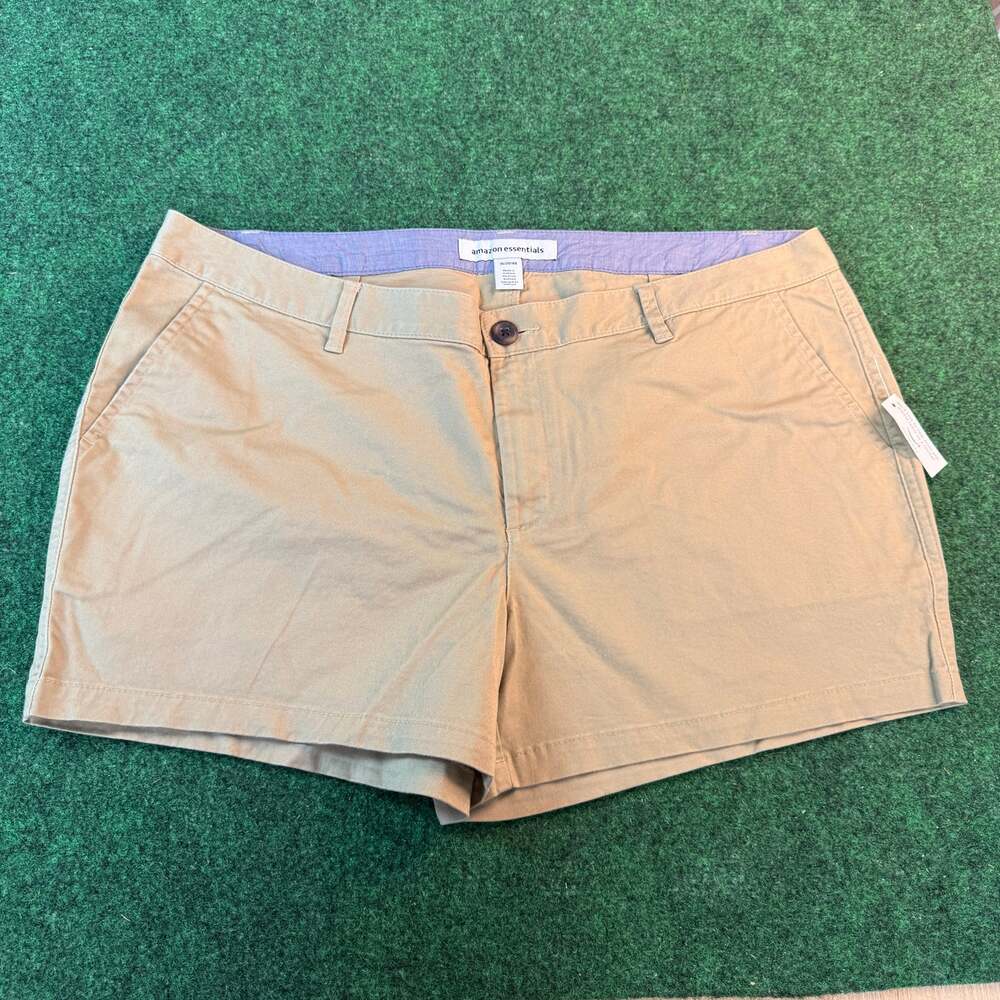 Amazon Essentials Womens Chino Shorts 16 Khaki 4 Inseam Cotton NWT Casual